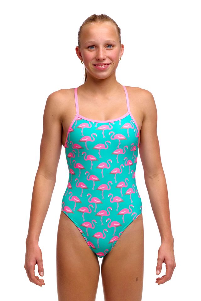 Funkita Girls Single Strap One Piece - Go Flamingo!