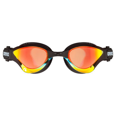 Front view of Arena Cobra Tri Swipe Mirror Triathlon Goggles - Yellow Copper Black