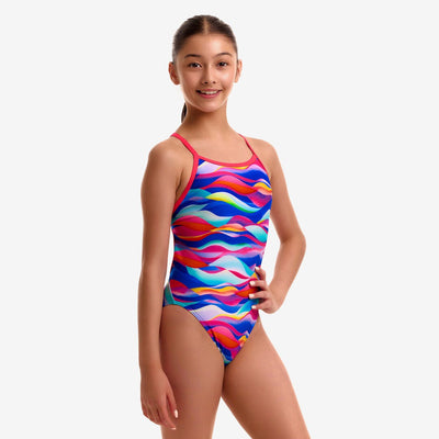 Funkita Girls Single Strap One Piece - Royal Wave