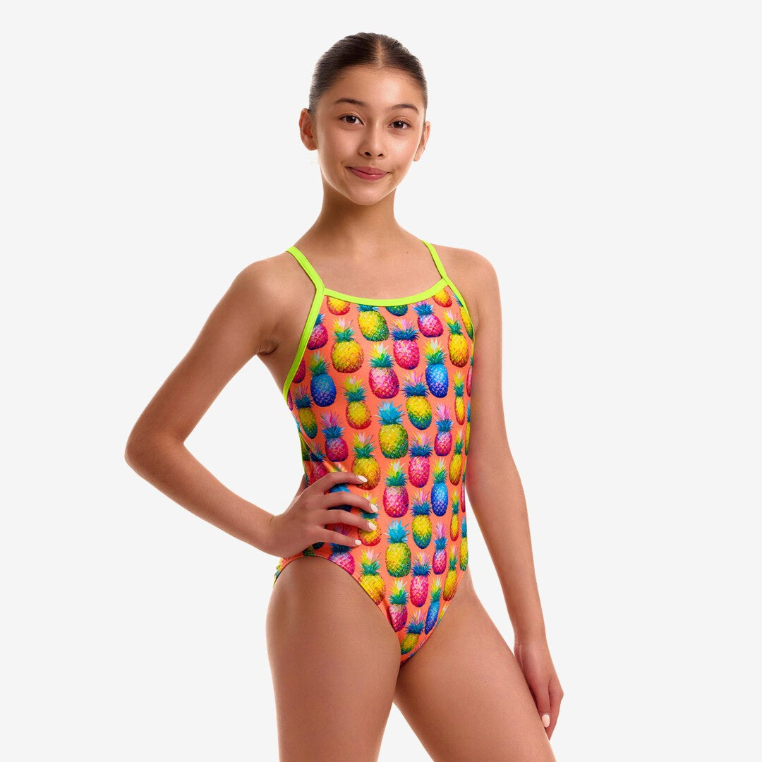 Funkita Girls Single Strap One Piece - Pinky Piney