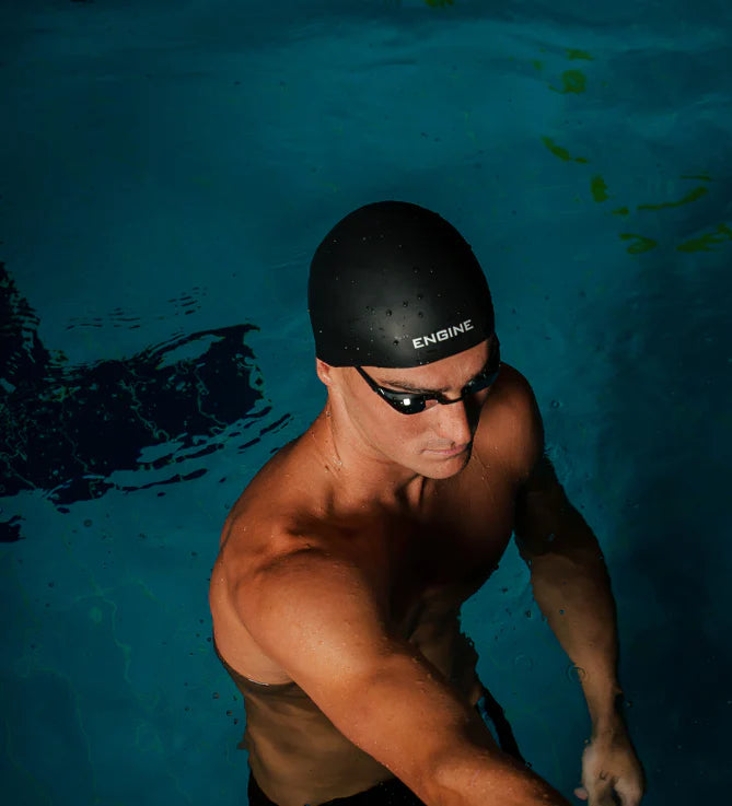 Engine Racing Dome Swim Cap - Black