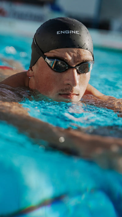Engine Racing Dome Swim Cap - Black