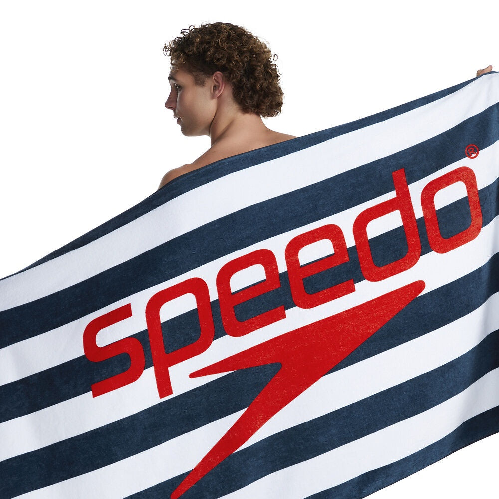 Speedo Logo Towel - Navy/White Stripe