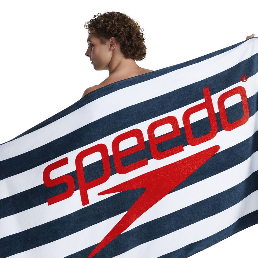 Speedo Logo Towel - Navy/White Stripe