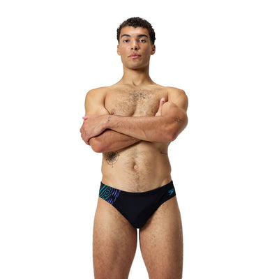 Speedo Mens 7cm Tech Panel Brief - Black Cobalt Pop