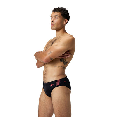 Speedo Mens Hyperboom Splice 7cm Brief - Black/Red