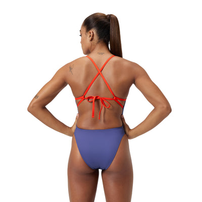 Speedo Womens Solid Tieback - Hapuna Blue/Red