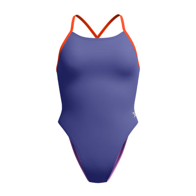 Speedo Womens Solid Tieback - Hapuna Blue/Red