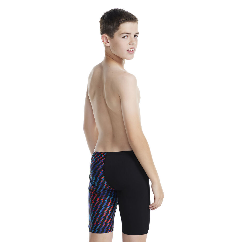 Speedo Junior Boys Allover V-Cut Jammer-Black/Cobalt/Red