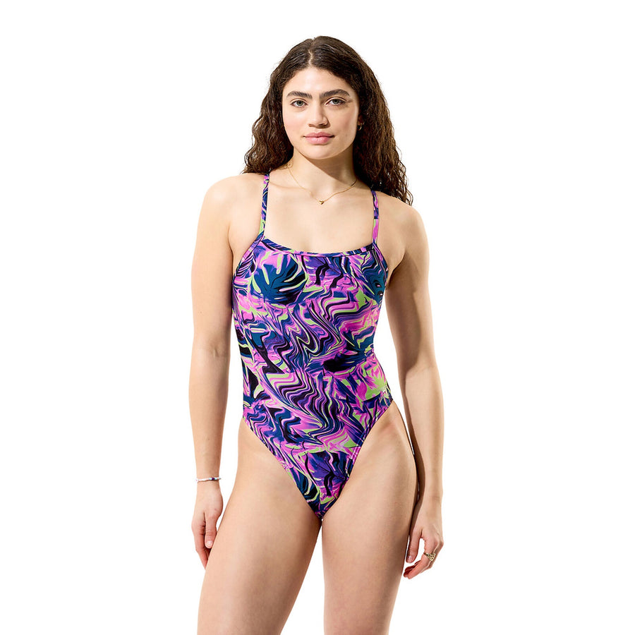 Speedo Womens Printed Web Back One Piece - Techno Jungle