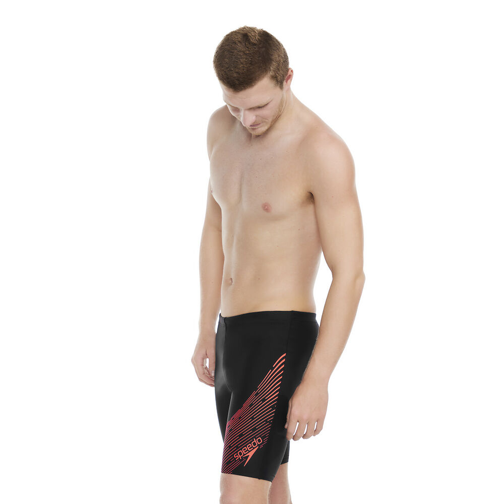 Speedo Mens Medley Logo Jammer-Black Red