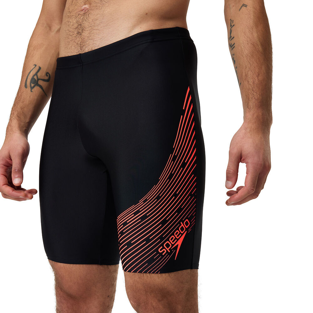 Speedo Mens Medley Logo Jammer-Black Red
