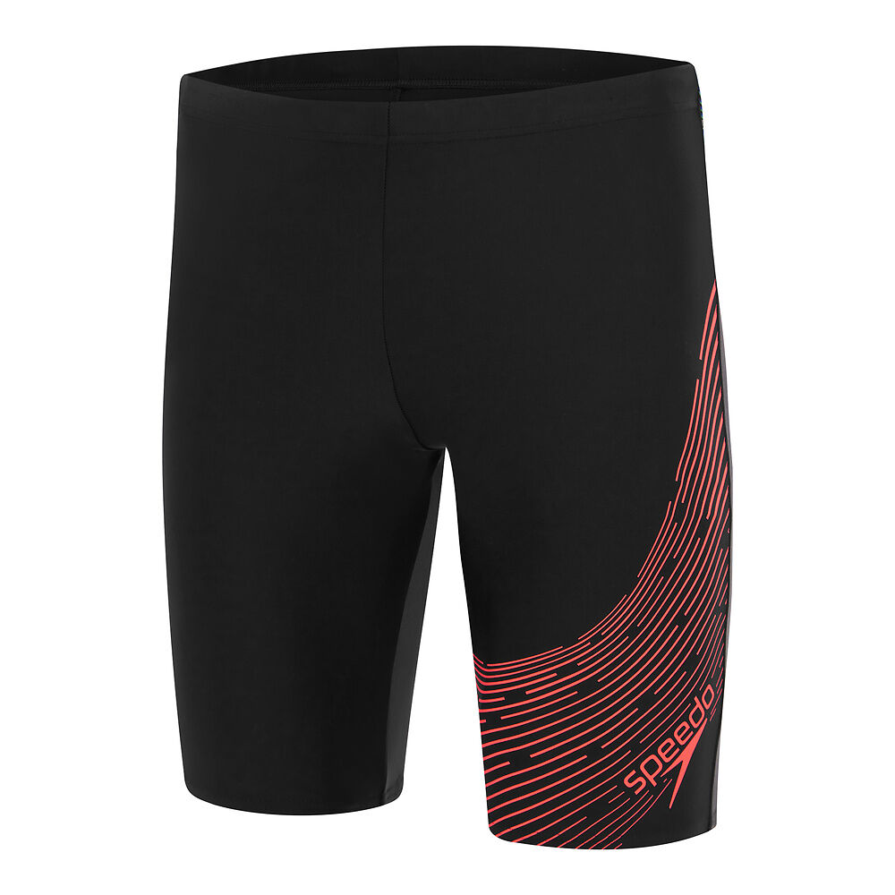 Speedo Mens Medley Logo Jammer-Black Red