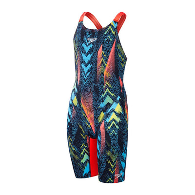 Speedo Girls Fastskin Junior Endurance+ Max Openback Kneeskin-  Teal/Blue/Red