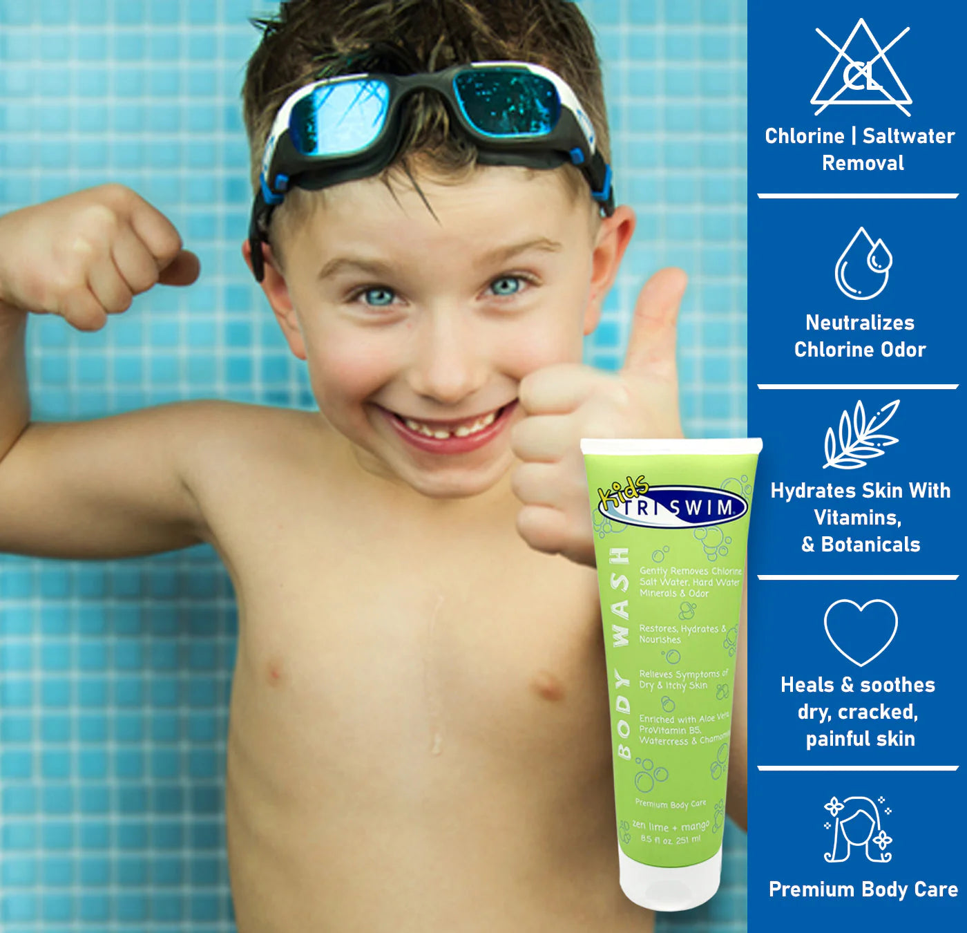 Tri Swim KIDS Chlorine Removal Body Wash - Zen Lime/Mango 251ml