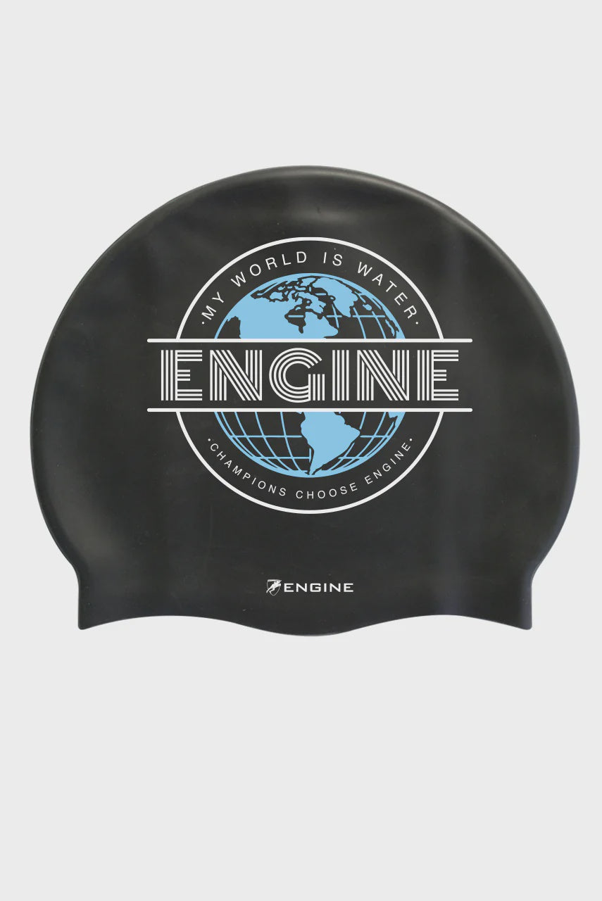 Engine Silicone Swim Cap - Global Black