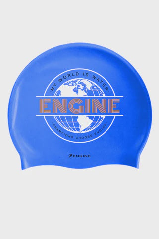 Engine Silicone Swim Cap - Global Blue