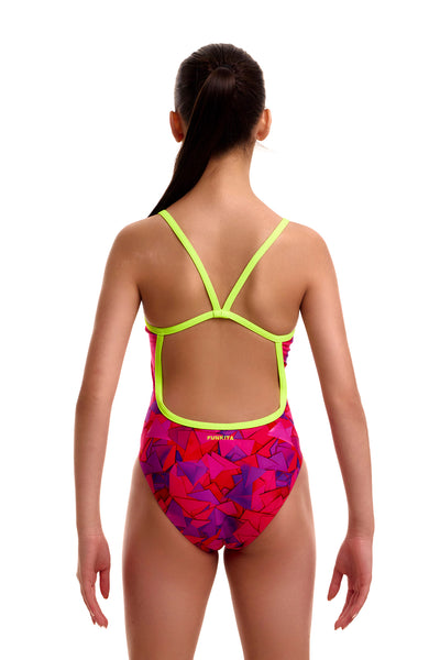 Funkita Girls Single Strap One Piece - Try Pink