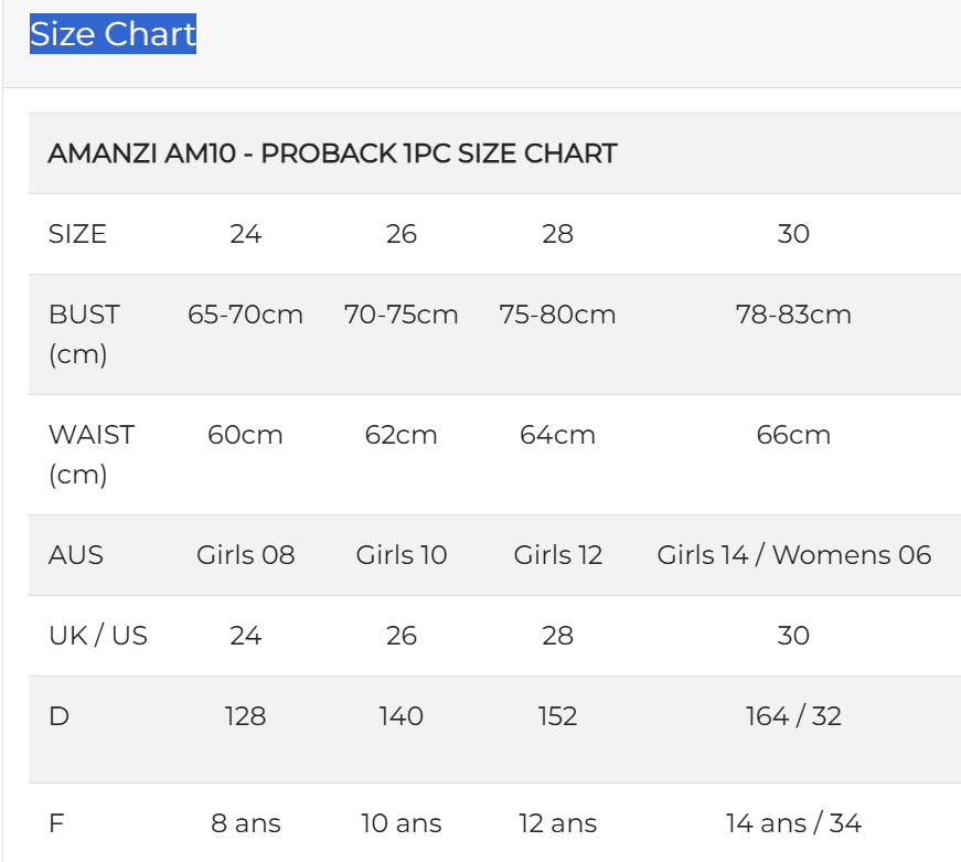 Amanzi Girls Proback One Piece - Sirena