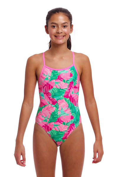 Funkita Girls Single Strap One Piece - Tropic Palm