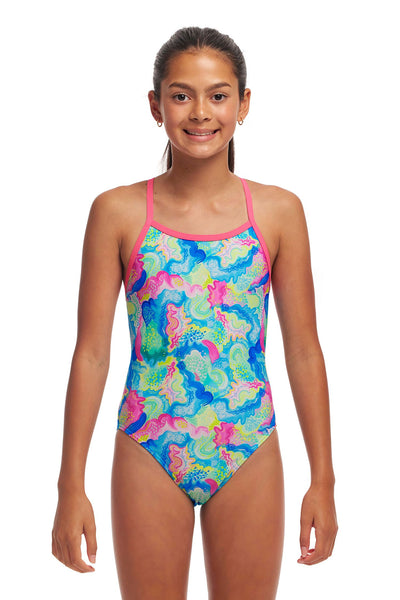 Funkita Girls Single Strap One Piece - Olive Oily