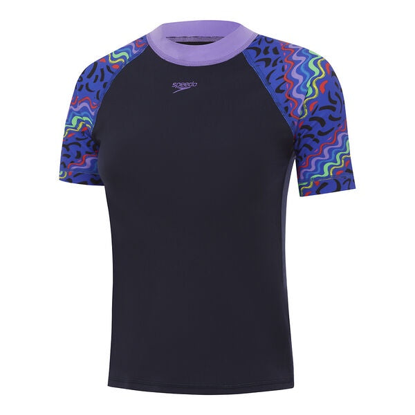 Speedo Girls Short Sleeve Print Rash Top