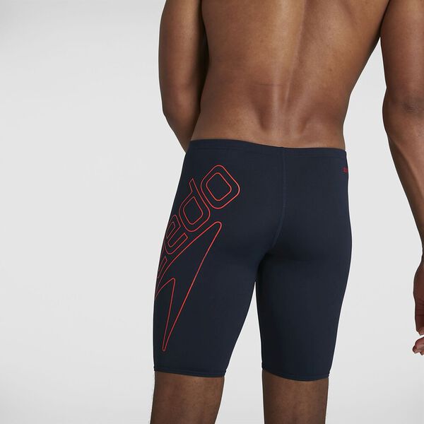 Speedo Mens Boom Logo Placement Jammer - True Navy Dragonfire Orange