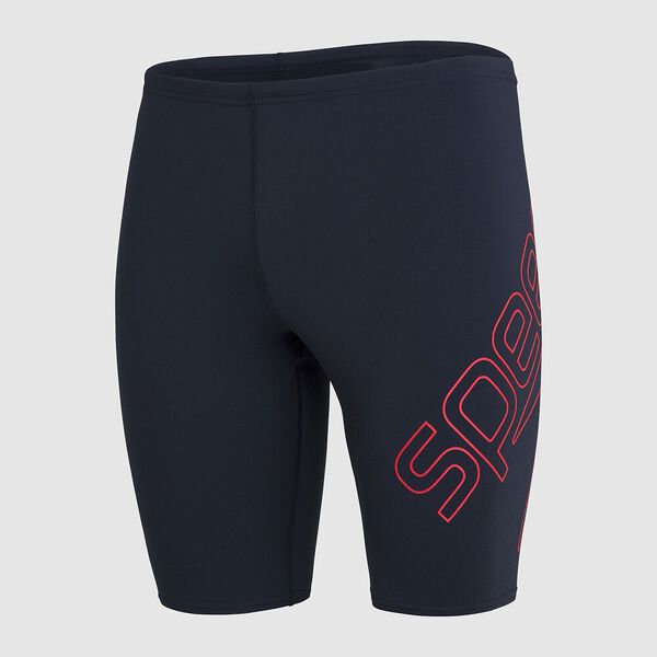 Speedo Mens Boom Logo Placement Jammer - True Navy Dragonfire Orange