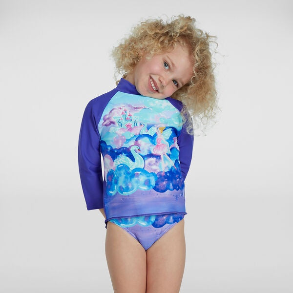 Speedo Toddler Girls Long Sleeve Printed Rash Top - Princess