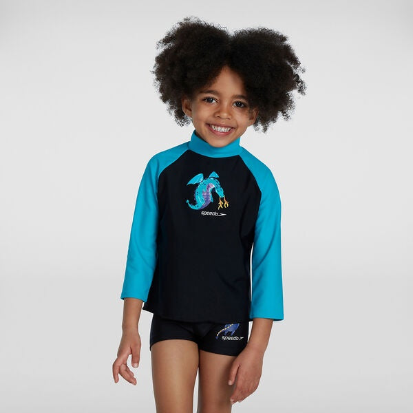 Speedo Toddler Boys Long Sleeve Rash Top-Dragon print