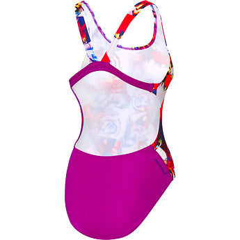 Speedo Girls Leaderback One Piece - Lace Wing Fluro Magenta