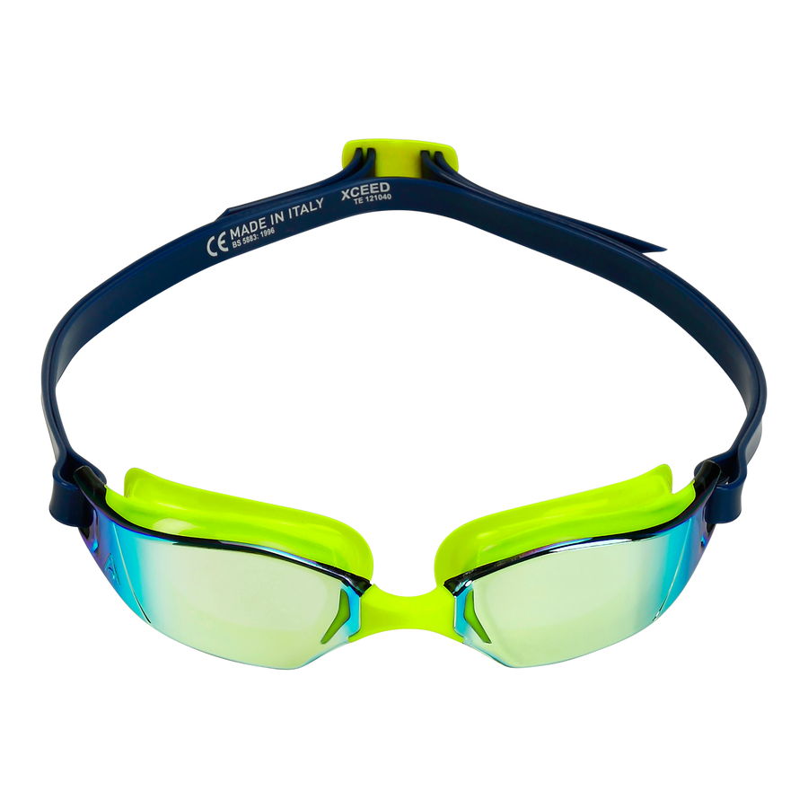 Aquasphere Xceed Goggles -  Yellow Titanium Mirror Lens Yellow Navy