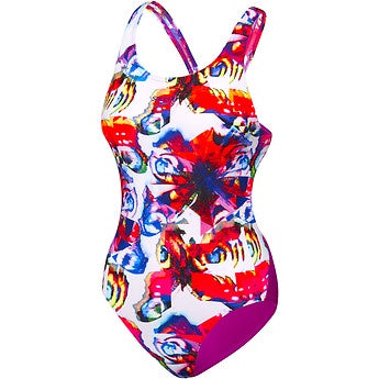 Speedo Girls Leaderback One Piece - Lace Wing Fluro Magenta